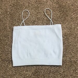 Francesca's Collections Light Blue Ribbed Crop Top